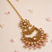 Chand tikka gold plated traditional maang tikka with floral filigree white stone pink teardrop beads for weddings