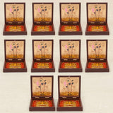 Set of ten dark brown wooden gold plated Shri Nath Ji photo frames with charan paduka for pooja room decor and gifts