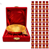 Golden ornate german silver bowl in plush red velvet box gold-tone dessert serving set for pooja housewarming eid diwali gifts