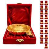 Gold-tone german silver bowl in a red velvet box from 2-piece dessert serving set for pooja and festive return gifts