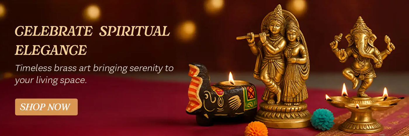 Golden brass ganesha statue with intricate details and a serene expression.