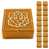 Decorative golden gift box with ganesha design featuring intricate mesh texture and beaded edges for festive use