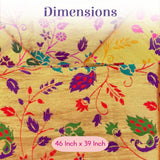 Unstitched golden meenakari blouse piece in vibrant multicolored floral silk fabric for saree and Indian gifts