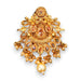 Ornate gold pendant with gemstones and pearls for Indian Saree Bridal Bollywood Jewelry
