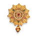 Ornate gold pendant with gemstones and pearl drop for Indian Saree bridal jewelry
