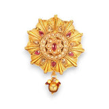 Ornate gold pendant with gemstones from Sari Brooch for Indian Saree Bridal Jewelry
