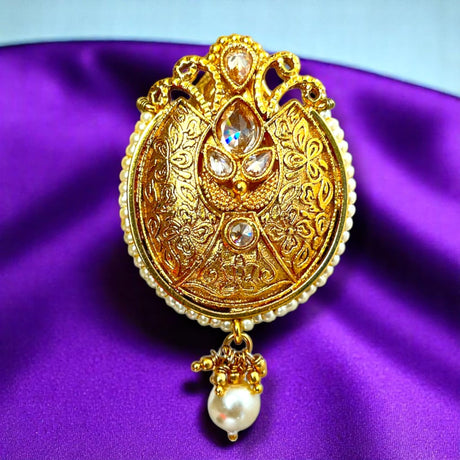 Golden Sari Brooch Indian Saree Lehenga Safety Pin Gold Tone Jewelry Designer Bollywood Safety Pin Indian Wedding Bridal Jewelry Gift for Her Mother’s Day Gift - LoveNspire