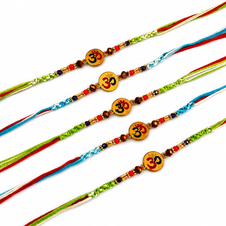 Religious Om Rakhi for Brother & Bhabhi – Handcrafted Adjustable Thread Bracelet, Protection & Good Luck Gift for Raksha Bandhan