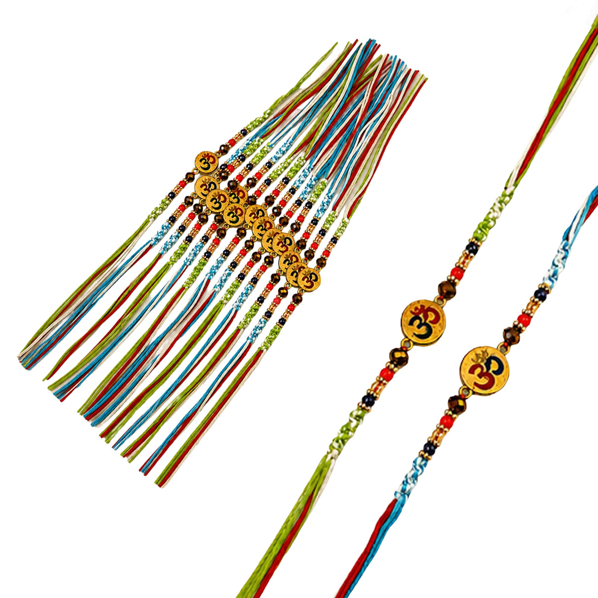 Religious Om Rakhi for Brother & Bhabhi – Handcrafted Adjustable Thread Bracelet, Protection & Good Luck Gift for Raksha Bandhan