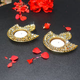 Metal diya-shaped candle holder decorative t-light