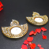 Metal diya-shaped candle holder decorative t-light