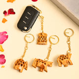 4Pc Wooden Keychain Egle Owl Rabbit Camel Horse Amulet Keyring Door Car Key Chains Key Holder for Thanksgiving - LoveNspire
