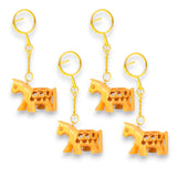 4Pc Wooden Keychain Egle Owl Rabbit Camel Horse Amulet Keyring Door Car Key Chains Key Holder for Thanksgiving - LoveNspire
