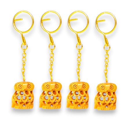 4Pc Wooden Keychain Egle Owl Rabbit Camel Horse Amulet Keyring Door Car Key Chains Key Holder for Thanksgiving - LoveNspire