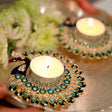 Handmade peacock tea light candle holders t lights stand