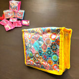 Flower print indian jewelry box satin pouches jewellery