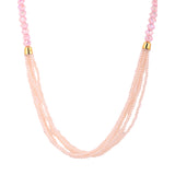 Multi-strand pink beaded Swagat Mala with gold accents