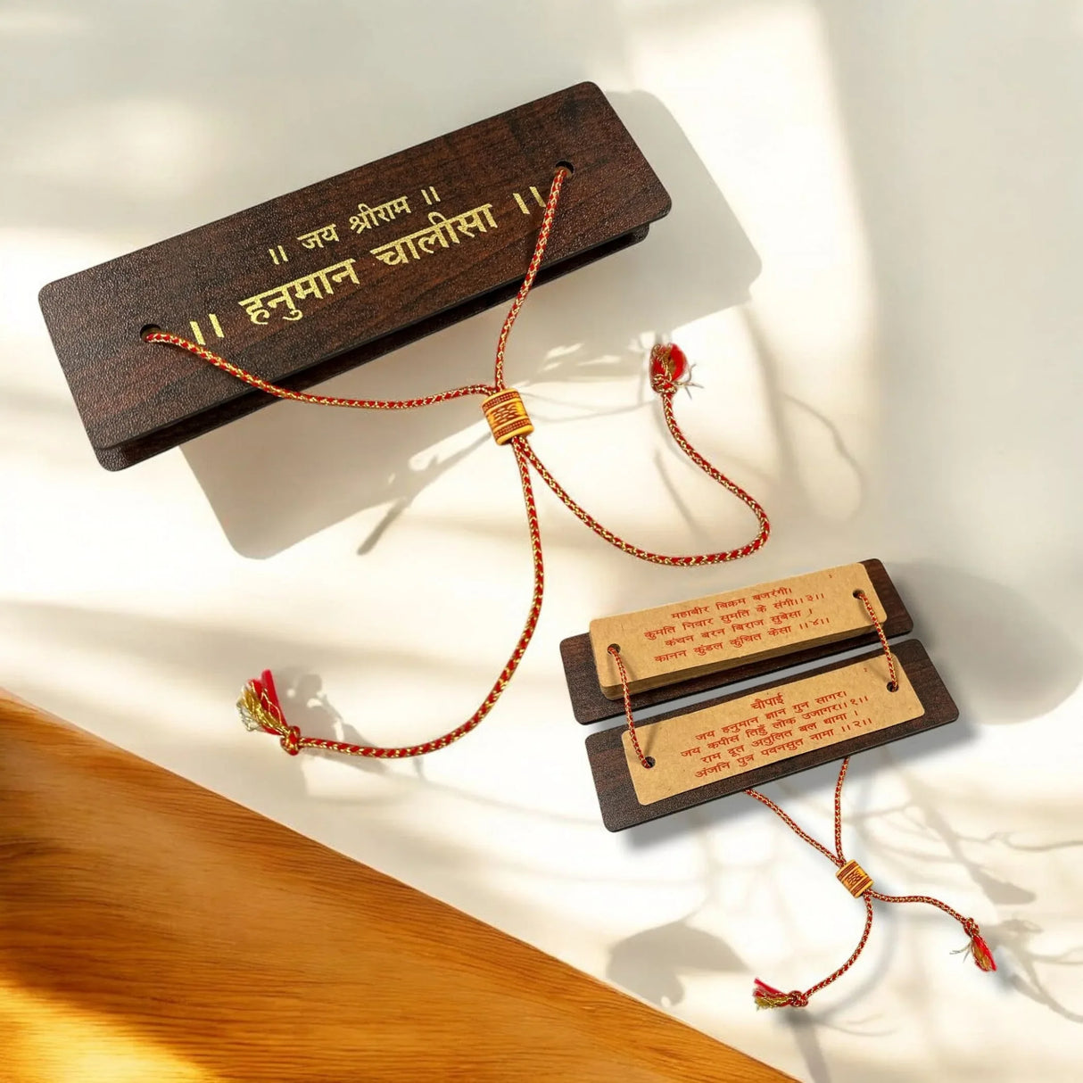 Hanuman Chalisa Pocket Path Book with Wooden Cover | Bajrangbali Puja Granth for Daily Prayer, Travel Use & Gift Purpose – Compact Devotional Book for Hanuman Bhakts (5.5 Inches) - LoveNspire