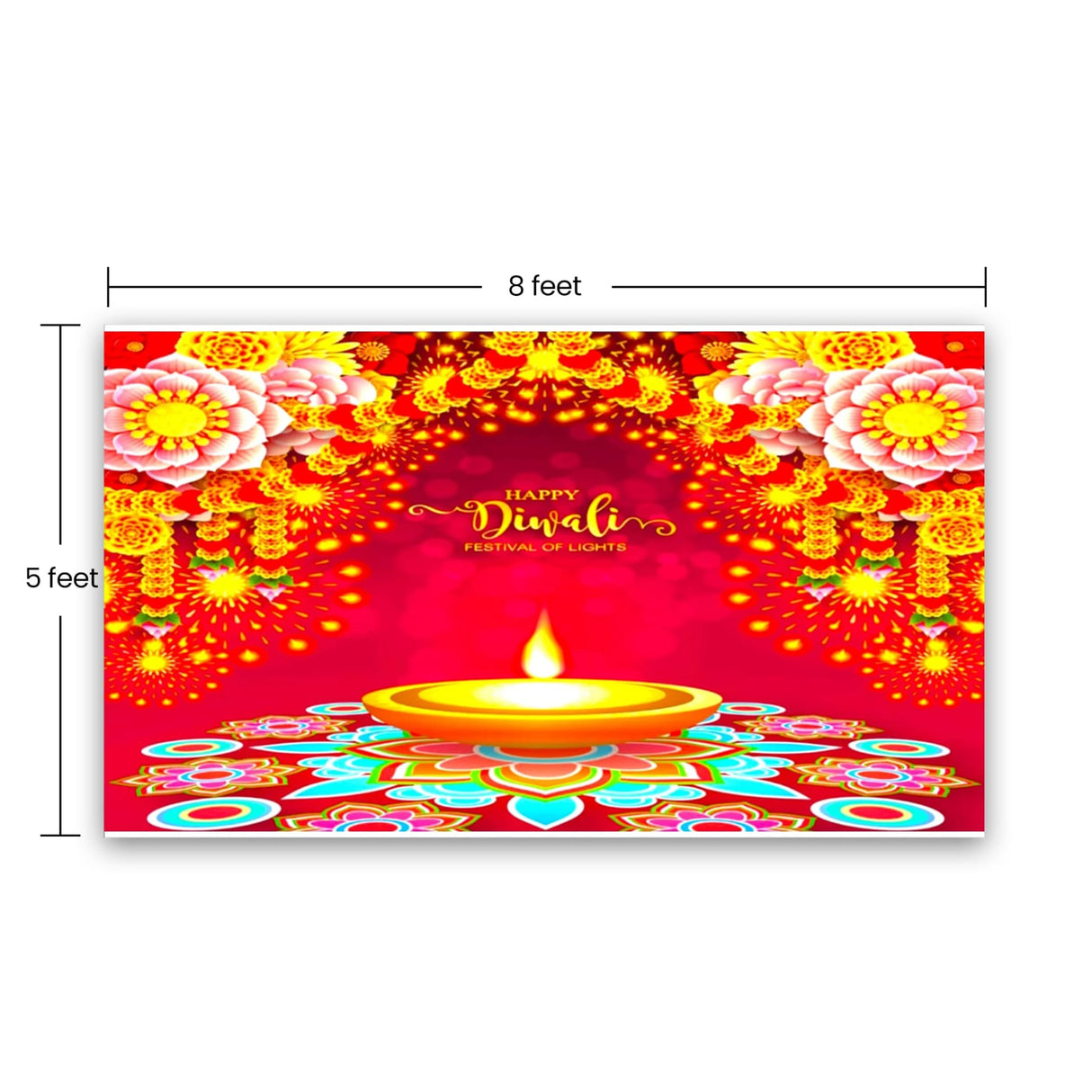 Happy diwali banner indian traditional backdrop cloth 5x8