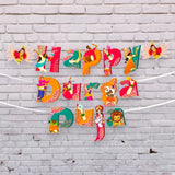 Happy durga puja banner for hindu navratri festival