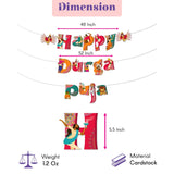 Colorful happy durga puja cardstock banner with vibrant festive letters for hindu navratri indoor outdoor decoration