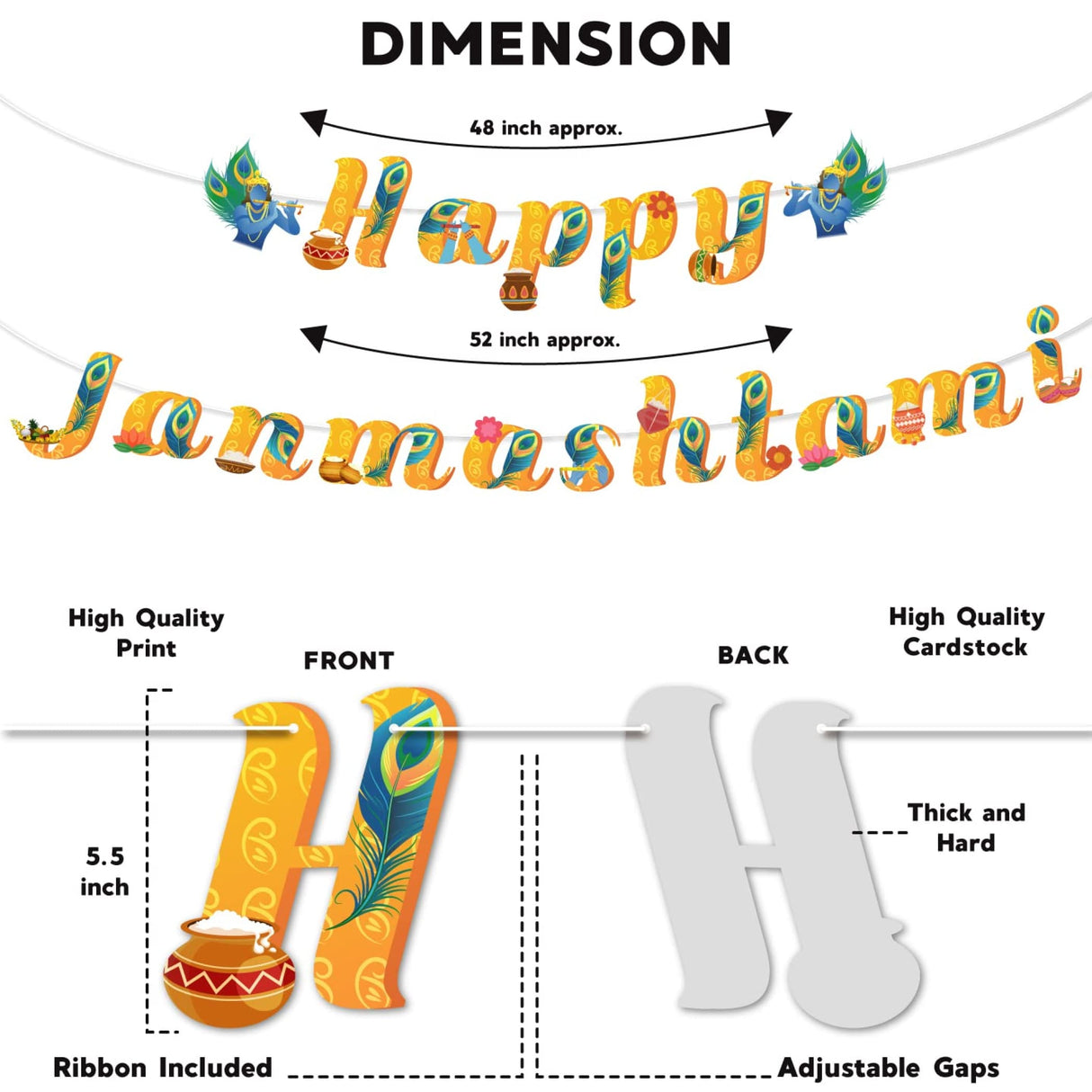 Happy janmashtami banners indian festival bal gopal bunting