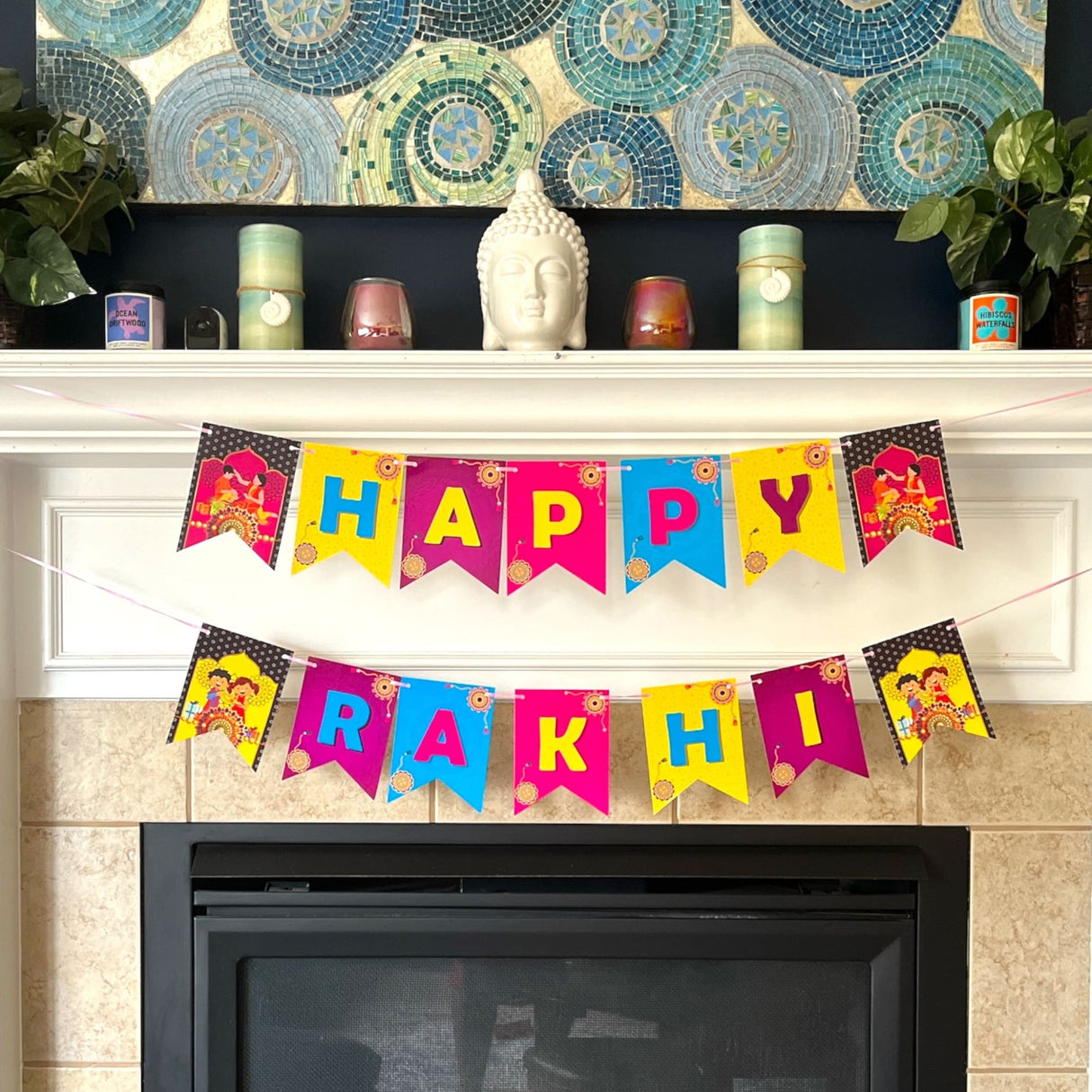 Happy rakhi banners indian festival raksha bandhan bunting