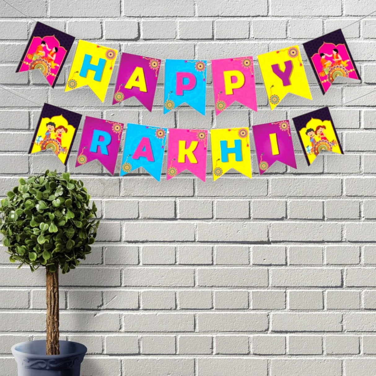 Happy rakhi banners indian festival raksha bandhan bunting