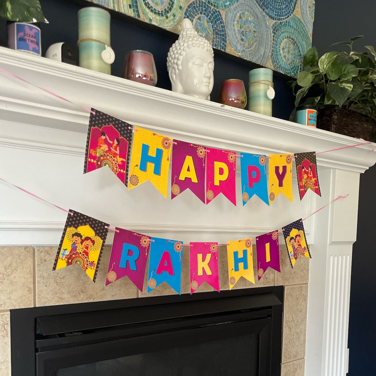 Happy rakhi banners indian festival raksha bandhan bunting