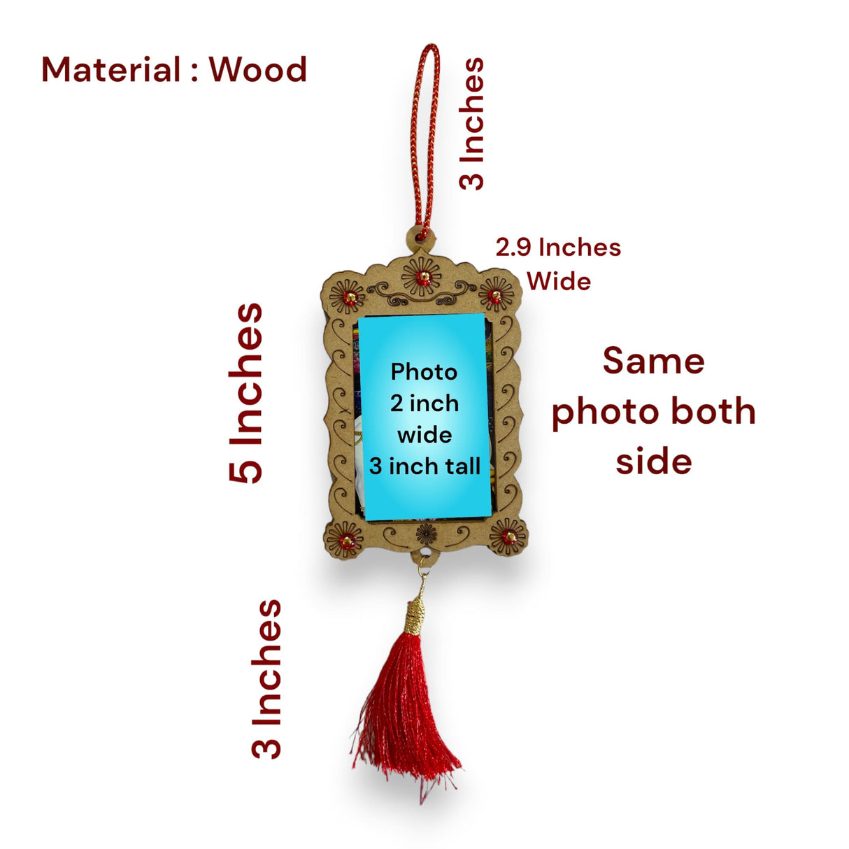 Hindu car hanging ornament hanger photo frame rear view