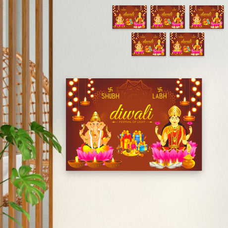 Hindu goddess god lakshmi ganesha poster shubh diwali pooja