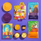 Premium Holi Gift Box with natural purple and orange gulal from Phool
