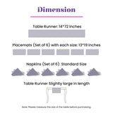 Gray floral cotton table runner, 14x72 inches, from 13-pc Home Table Decorations Set