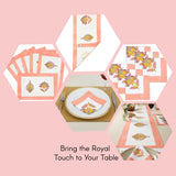 Coral and white floral embroidered placemats from 13 pc cotton table decor set