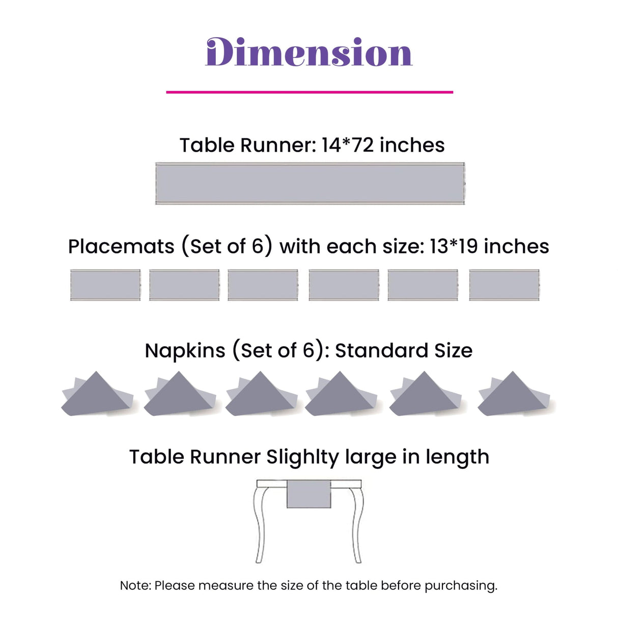 14x72-inch gray floral lotus cotton table runner from 13-pc home decor set