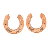 Copper-colored horseshoe with GOOD LUCK inscription for Western theme wedding and party decor