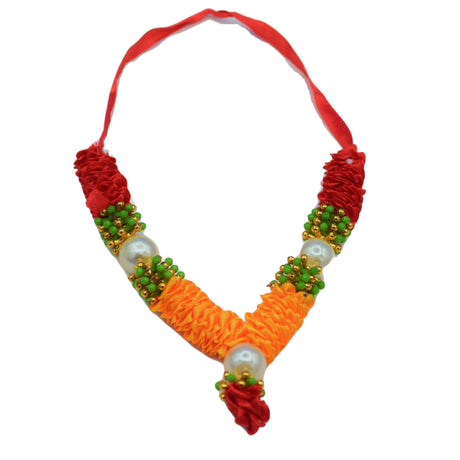 4 Inches Mini Idol Mala, Makhamali Bhagwan Haar, Artificial Indian ,pooja Garland, Diwali Puja Items, Krishna Decor, Red Flower Garlands, Photo Frame - LoveNspire