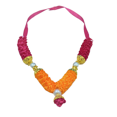 4 Inches Mini Idol Mala, Makhamali Bhagwan Haar, Artificial Indian ,pooja Garland, Diwali Puja Items, Krishna Decor, Red Flower Garlands, Photo Frame - LoveNspire