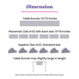 Gray 14x72 inch cotton table runner with imperial elephant design