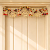 Bead door toran 3 ft with cream pearls dark brown beads gold accents and multicolor pompoms for festive decor