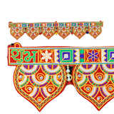 Ethnic indian fabric door toran traditional multicolor pan
