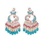 Indian earrings bollywood jhumka for women peacock kundan &