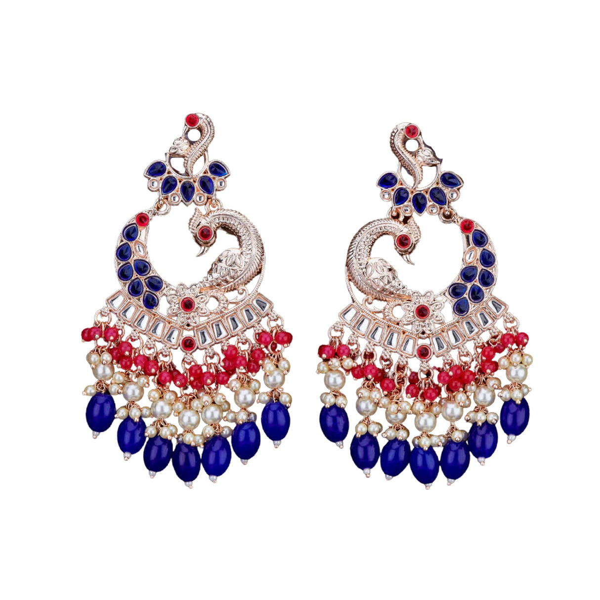 Indian earrings bollywood jhumka for women peacock kundan &