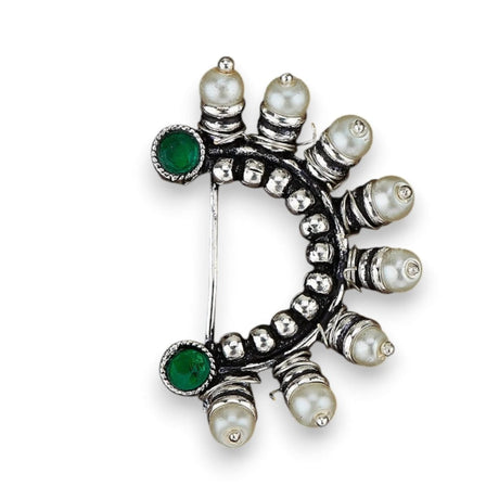 Indian Marathi Nath for Women Pearl Marathi Oxidized Nose Ring Bollywood Style Indian Jewelry Nose Ring Clip-on Marathi Bridal Nathani Faux Pearl Non-piercing Jewelry for Women Gift for Her - LoveNspire