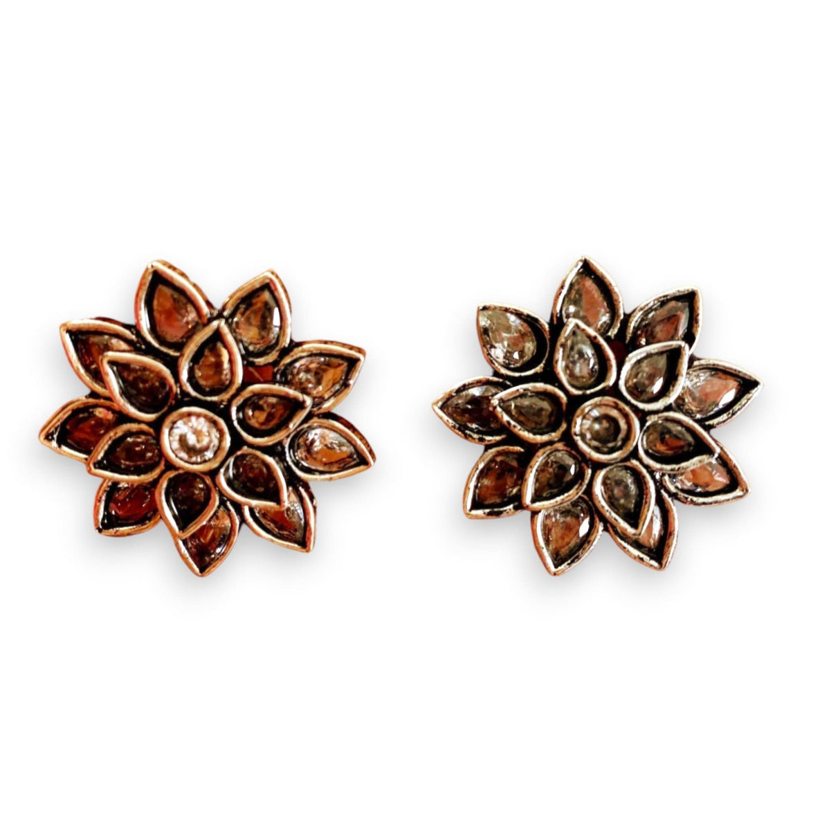 Indian stud earrings for women oxidized silver plated boho