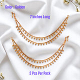 Golden ear chain jewelry for women Indian traditional wedding and Bollywood hair accessory