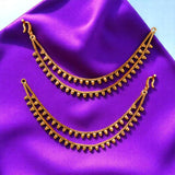 Golden ear chains with droplet embellishments for Indian traditional jewelry and weddings