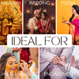 Collage of Indian celebrations showcasing traditional gold plated jewelry and accessories