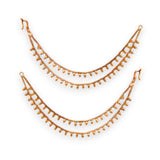 Gold-toned Indian traditional double layer ear chains for women and special occasions