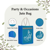 Jute bag with krishna print burlap gift bags reusable tote